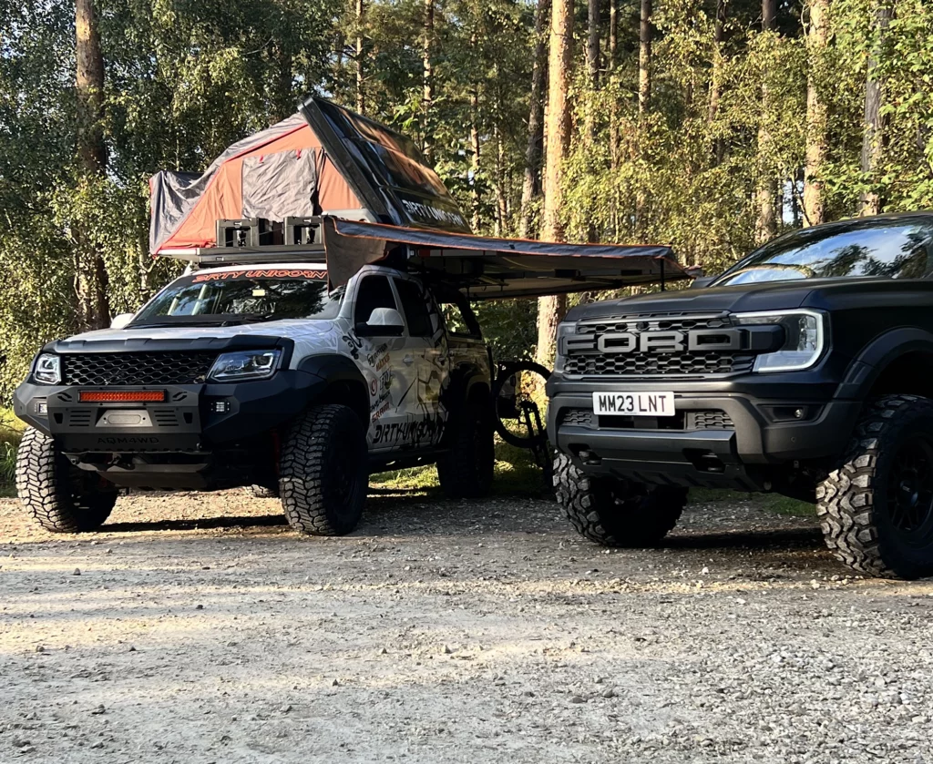 Two trucks beside each other